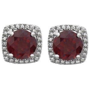 Mozambique Garnet & .015 CTW Diamond Earrings